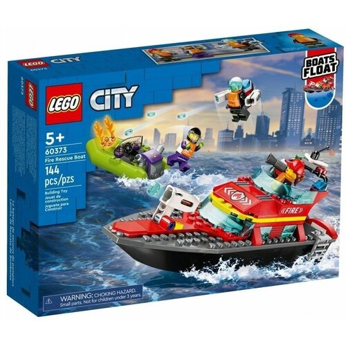 lego lego city пожарно спасательная лодка 144 детали City 60373 Пожарно-спасательная лодка