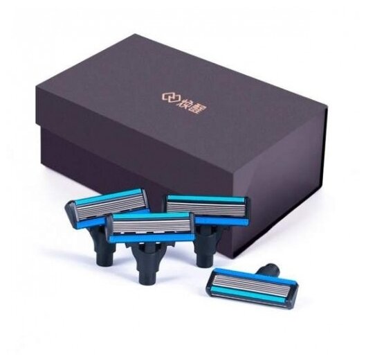 Сменные лезвия для бритвы Lemon Razor H600 и H300 4 насадки в комплекте, Черный