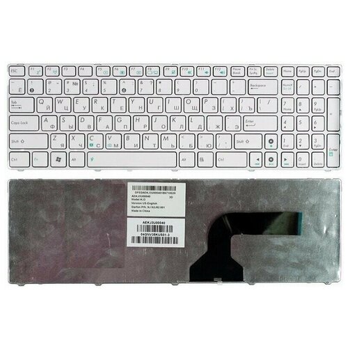 Клавиатура для ноутбука Asus N53 N52 N50 N60 N61 K52 K53 G53 G72 G73 A52 Белая p/n: KJ3, NSK-UGC0R, NSK-UG60R