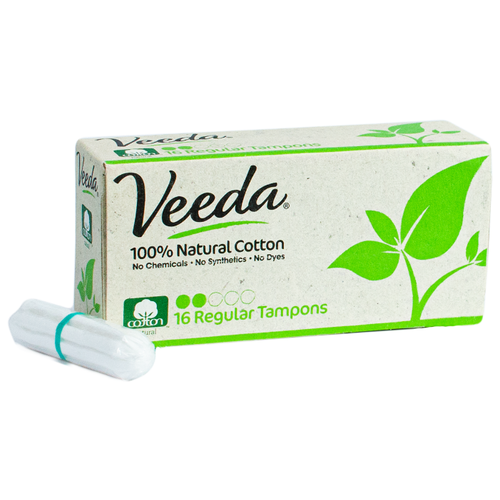 Тампоны из натурального хлопка без аппликатора Veeda, 16 Regular Tampons