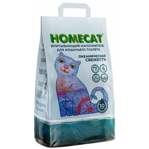 HOMECAT 10 л океаническая свежесть впитывающий наполнитель для кошачьих туалетов 1х3, 81099 (2 шт)