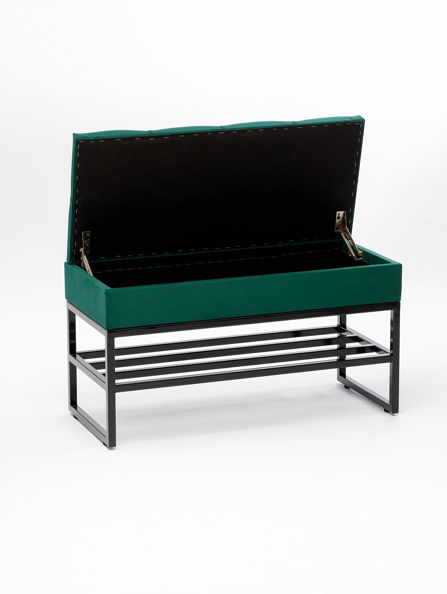 Банкетка - обувница Catalana для обуви с ящиком для хранения, 35х45 см, зеленый с черным - фотография № 3