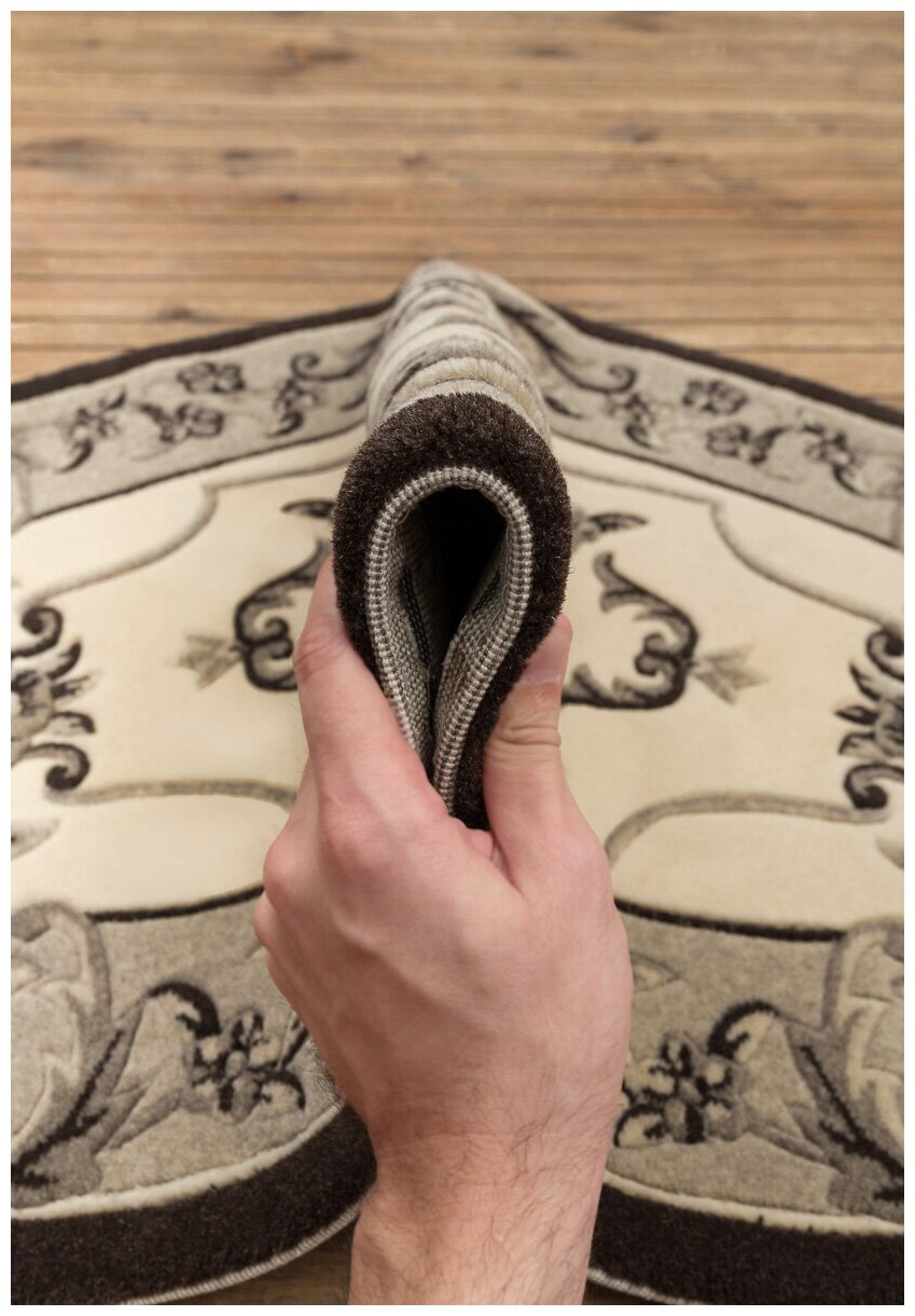 Ковер на пол 1,7 на 2,4 м в спальню, гостиную, бежевый Tibetan Carpet QJ0301TRSA-natural grey/beige овальный - фотография № 6