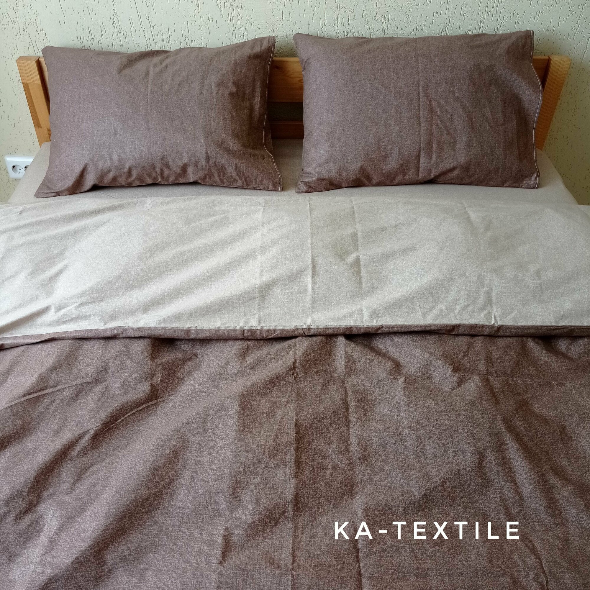 Комплект постельного белья KA-textile, Перкаль, 2-х спальный, наволочки 50х70, простыня 180х200на резинке, Меркури шоколад — фото 1