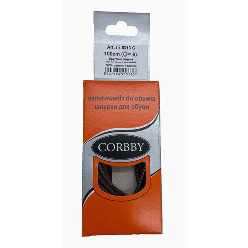 Corbby Шнурки 100 см Круглые Тонкие пропитанные Коричневые