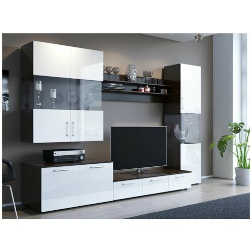 Vavilon / Мебель для гостиной, стенка в гостиную Фигаро Белый глянец, 3000х620х2000