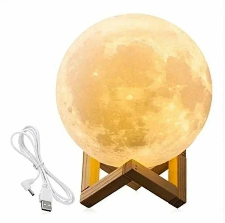 Светильник-ночник 3D-шар Луна на деревянной подставке с пультом управления, 15 см - фотография № 17