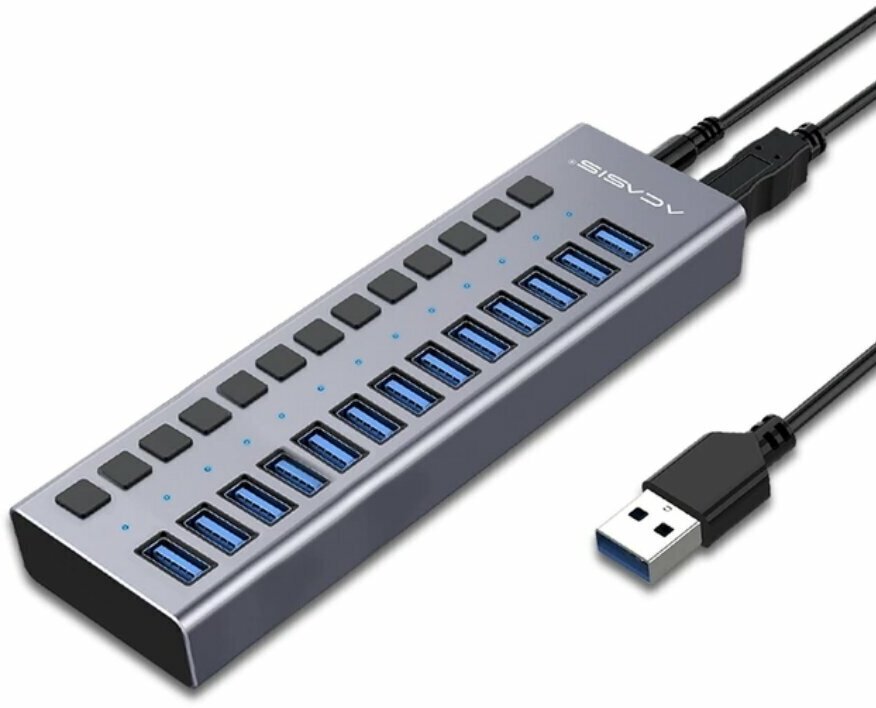 Хаб Acasis USB 3.0 12V 5A HS-713MG (13 портов) Gray