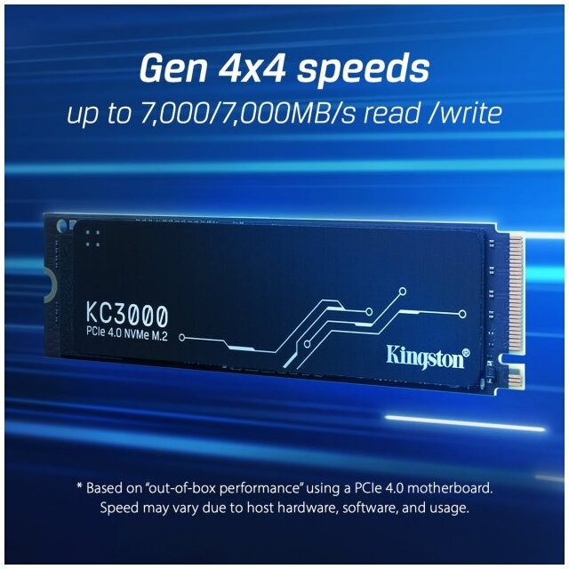 Накопитель SSD M.2 2280 Kingston KC3000 512GB PCI-E 4.0 x4 NVMe 3D TLC 7000/3900MB/s IOPS 450K/900K MTBF 2M 400 TBW graphen heatsink - фото №8