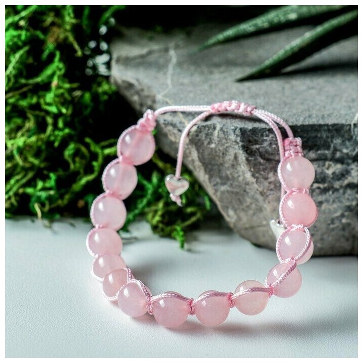 фото Браслет шар №8 "Кварц розовый" шамбала ,18см