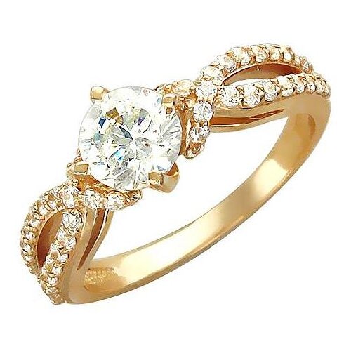 фото Эстет кольцо с 55 фианитами из серебра с позолотой 01к156255а, размер 19