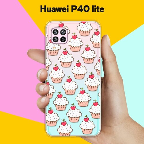 Силиконовый чехол Капкейки на Huawei P40 Lite силиконовый чехол девушка лес на huawei p40 lite хуавей п40 лайт