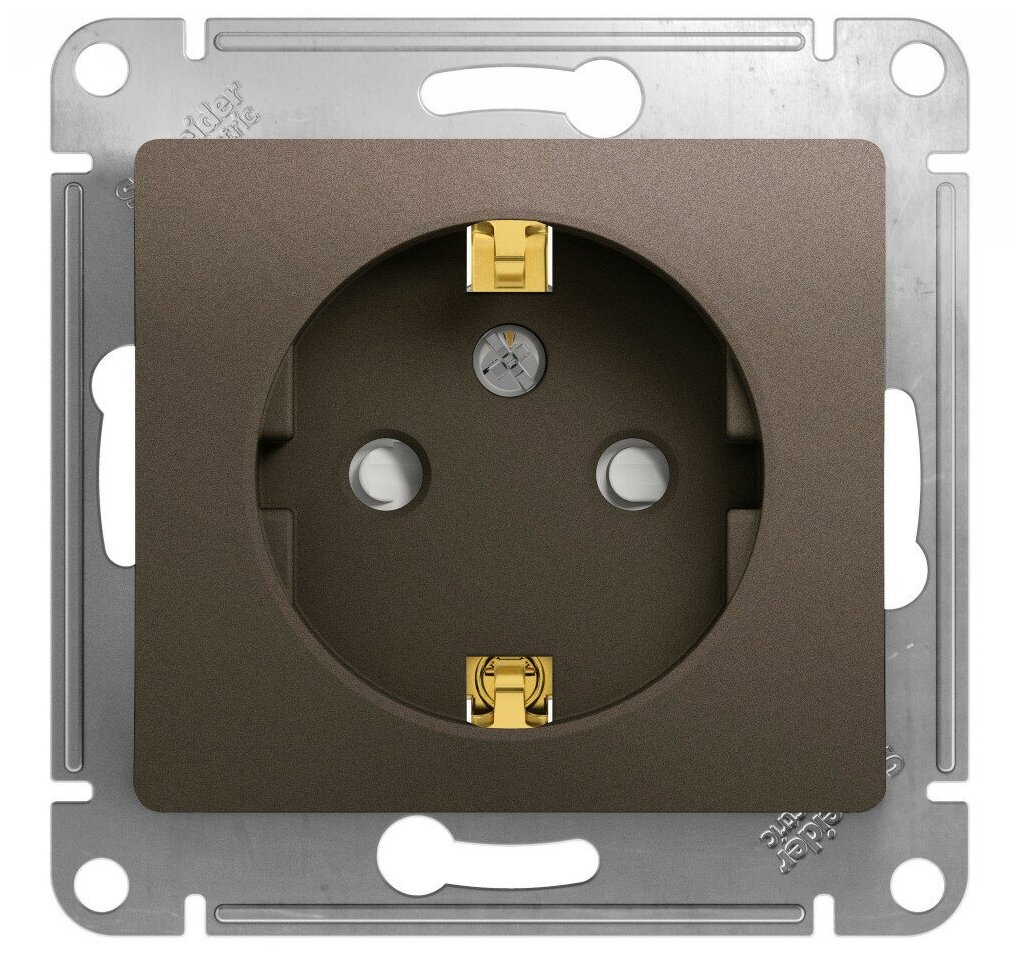 Glossa GSL000845 Розетка с заземляющим контактом и шторками (16 А, под рамку, скрытая установка, шоколад) Schneider Electric - фото №1
