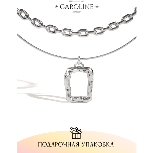 Колье Caroline Jewelry, длина 50 см, серебряный колье caroline jewelry лунный камень длина 48 см серебряный