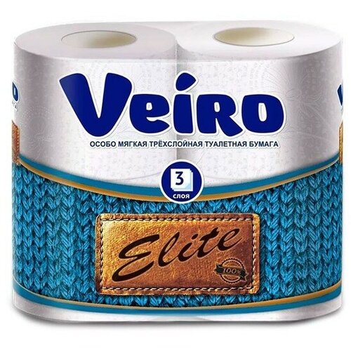 Veiro туалетная бумага Elite 3-х слойная белая 4шт