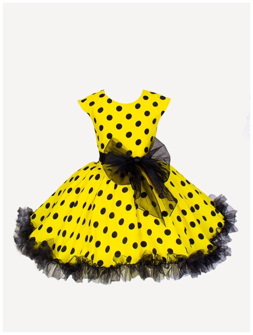 Платье Laura, нарядное, в горошек, размер 140, желтый
