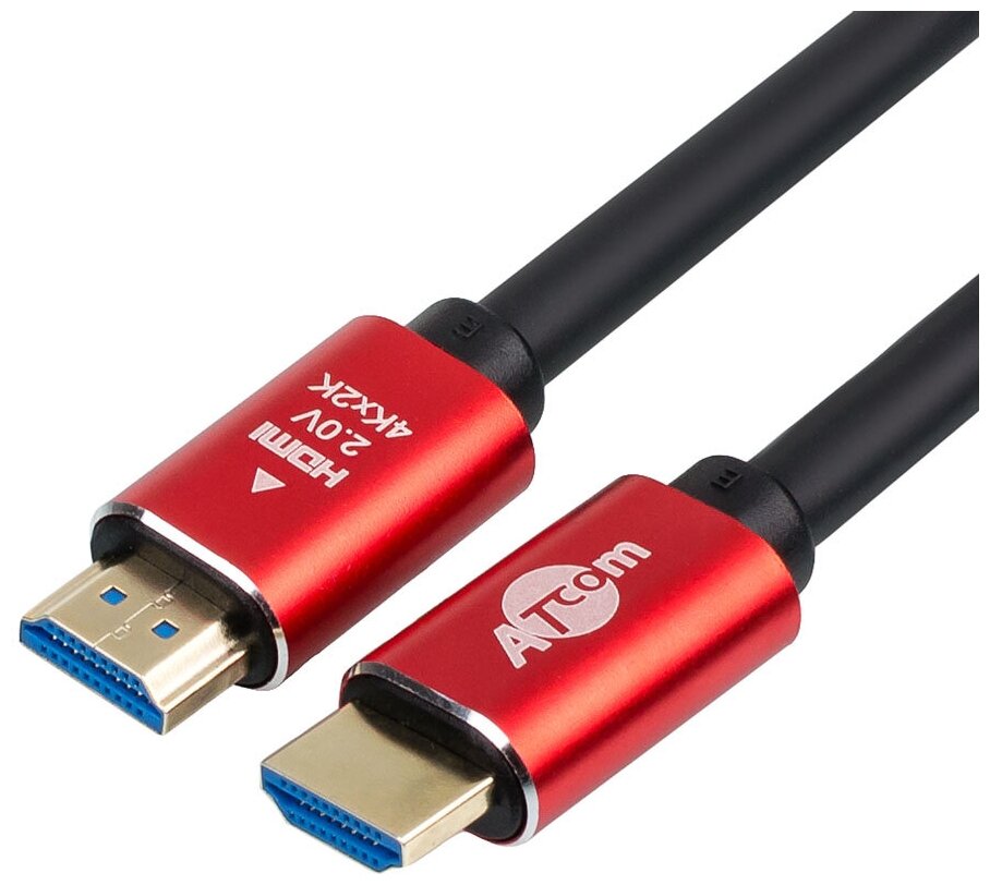 Аудио-видео, оптические шнуры Atcom Кабель HDMI-HDMI v2.0 2,0м (Red/Gold) Atcom, пакет