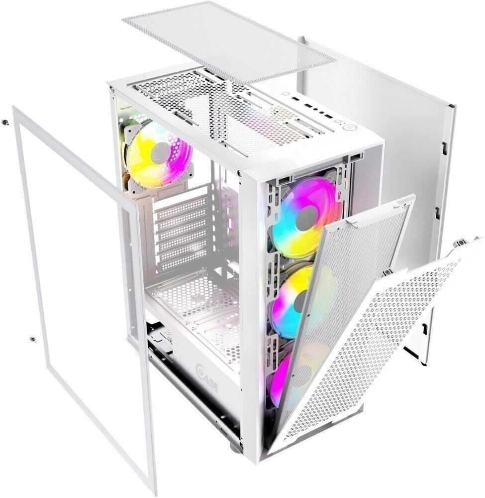 Корпус ATX Powercase CAXW-L4 белый, Tempered Glass, 4*120mm 5-color fan - фото №9