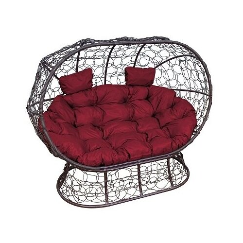 Диван M-group лежебока на подставке с ротангом коричневый бордовая подушка 28050₽