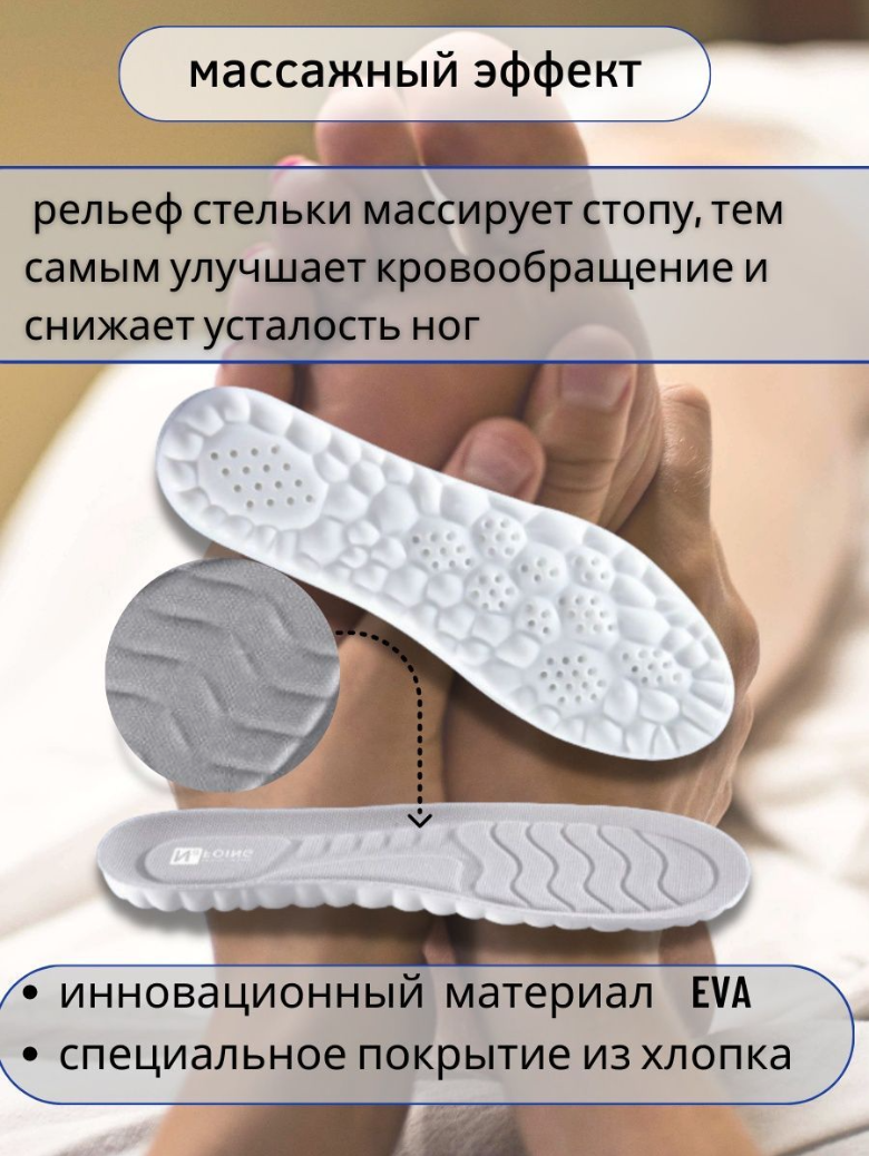 Стельки для обуви анатомические, спортивные для всех типов обуви р-р 41-42 (Серые) - фотография № 3