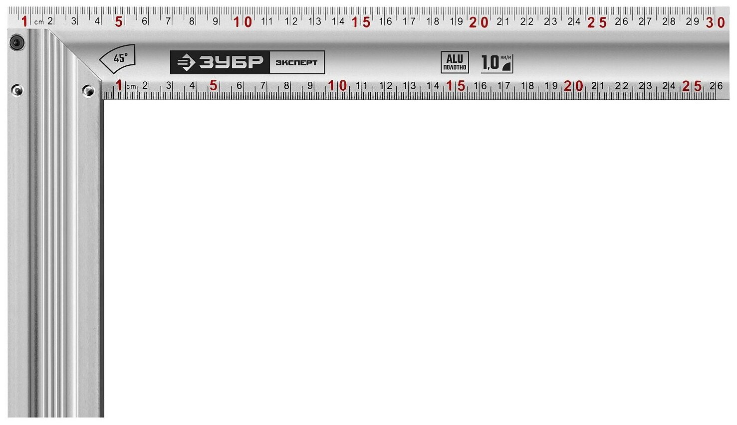34392-30 Зубр Эксперт 300 мм жесткий столярный угольник с усиленным алюминиевым полотном . - фотография № 1