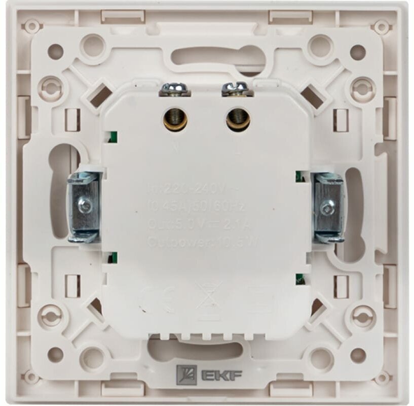 Механизм розетки USB 2-местной Стокгольм, 2,1А, белый, EKF PROxima - фотография № 6