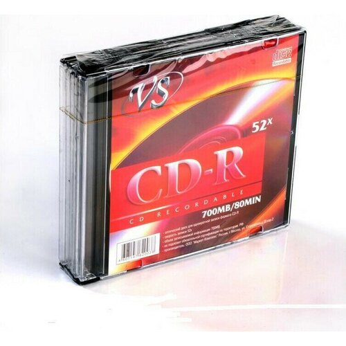 CD-R Носители информации CD-R, 52x, VS, Slim/5, VSCDRSL501 диск cd r mirex 700 mb 52х дизайн maestro slim case 1 1 200