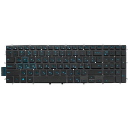 Клавиатура для ноутбука Dell Inspiron G3 15-5565, 15-5570, черная, без рамки, подсветка голубая клавиатура для ноутбука dell g3 15 3579 черная с красной подсветкой