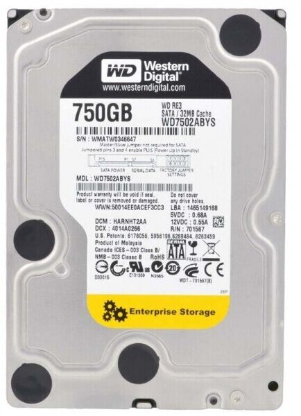 Жесткий диск Western Digital WD7502ABYS 750Gb SATAII 3,5" HDD