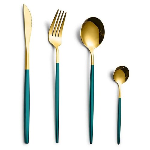 Набор столовых приборов Modern-10 Gold Green