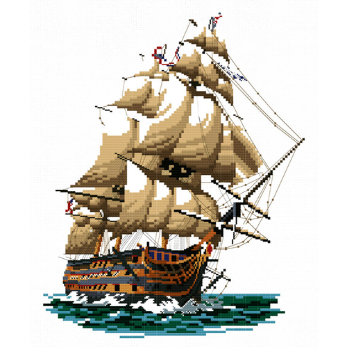 набор для вышивания крестом пиратский корабль 1511 21x30 см см Набор для вышивания крестом Белоснежка Корабль Виктория / Набор для вышивания крестиком 18.5х25 см / Корабль / Море