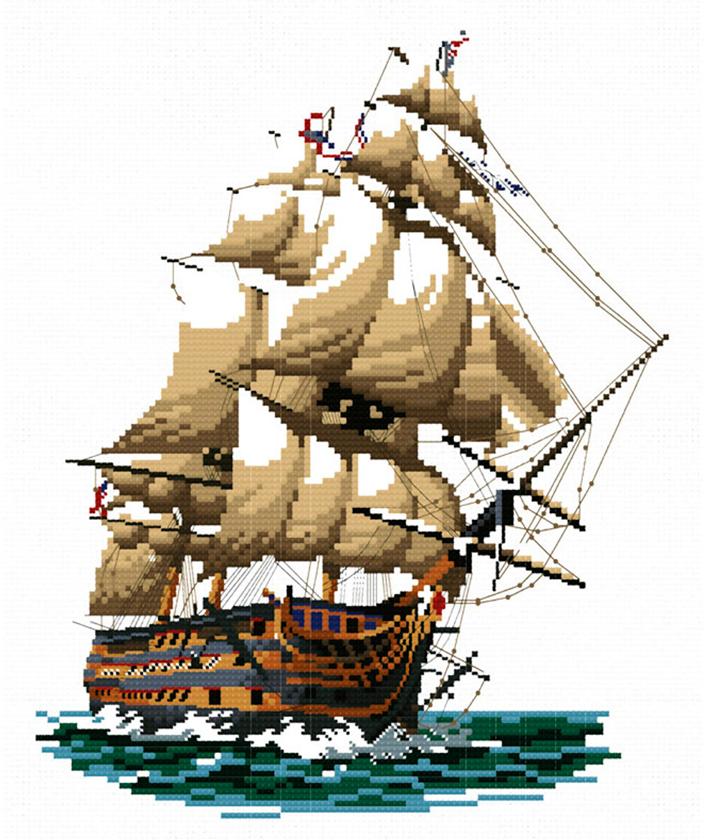Набор для вышивания крестом Белоснежка Корабль "Виктория" / Набор для вышивания крестиком 18.5х25 см / Корабль / Море