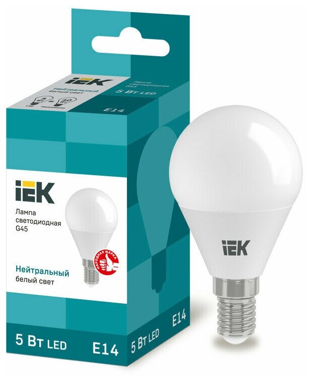 Лампа IEK LED G45 шар 5 Вт 230 В 4000К E14 LLE-G45-5-230-40-E14 - фотография № 8