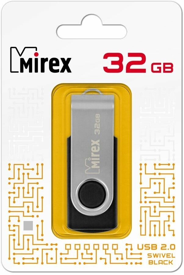 Флешка USB Flash Drive MIREX SWIVEL BLACK 32GB