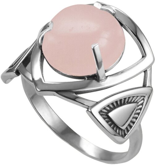Кольцо Самородок, серебро, 925 проба, чернение, кварц, размер 20.5, розовый