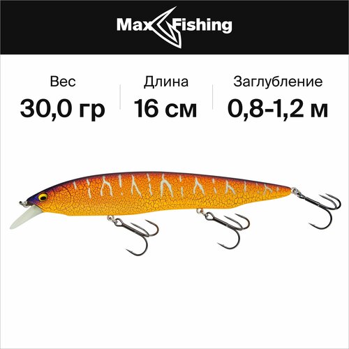 Воблер для рыбалки Megabass Kanata 160 F цв. Mat Red Lizard, 30 гр 160 мм, на щуку, окуня, судака, минноу / всплывающий, до 2,2 м