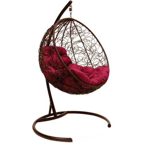 Подвесное кресло M-group круг с ротангом коричневое бордовая подушка подвесное кресло круг с ротангом серое бордовая подушка