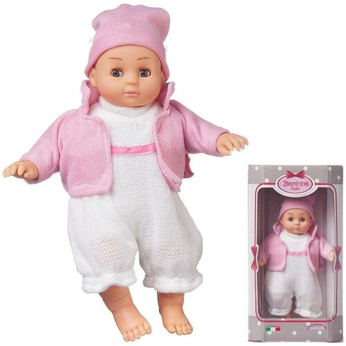 Кукла DIMIAN Bambina Bebe Пупс в вязаном бело-розовом костюмчике, 20 см кукла пупс asi горди 28 см в розовом флисовом костюмчике