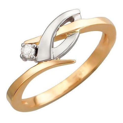 фото Эстет кольцо с бриллиантом из комбинированного золота 01к662772, размер 18.5