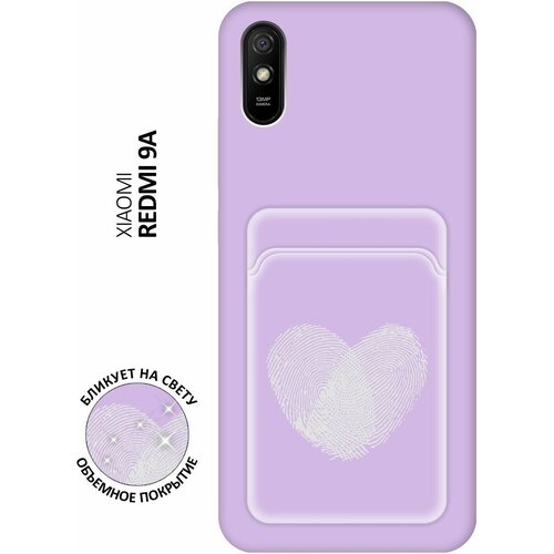 Матовый чехол с карманом Lovely Fingerprints W для Xiaomi Redmi 9A / Сяоми Редми 9А с 3D эффектом лиловый матовый чехол с карманом lovely fingerprints w для xiaomi redmi 10c сяоми редми 10с с 3d эффектом лиловый