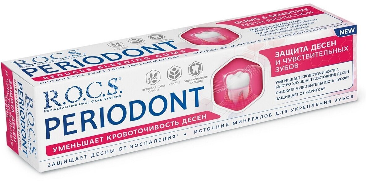 Зубная паста R.O.C.S. для защиты десен и чувствительных зубов Periodont, 94 г