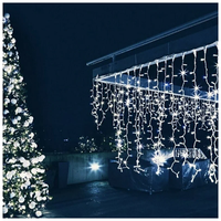 Новогодняя электрическая гирлянда уличная бахрома 12 метров занавес светодиодная растяжка с коннектором уличная электрогирлянда на дом, холодный белый