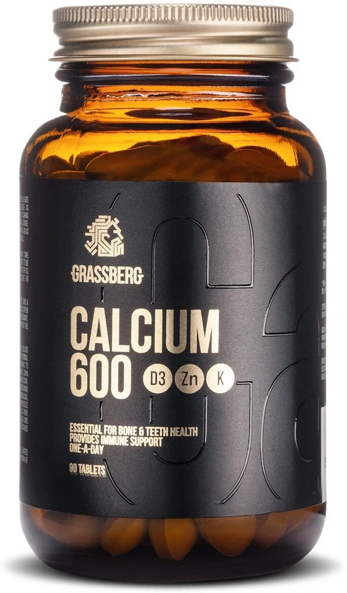 БАД GRASSBERG Calcium 600 + D3 + Zn, капсулы, 90шт, без вкуса - фото №1