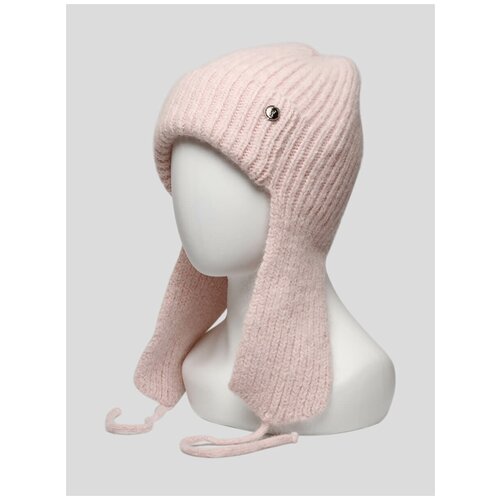 шапка ушанка женская зимняя вязаная из 100% натурального меха чернобурки Шапка ушанка VITACCI, размер OS, розовый