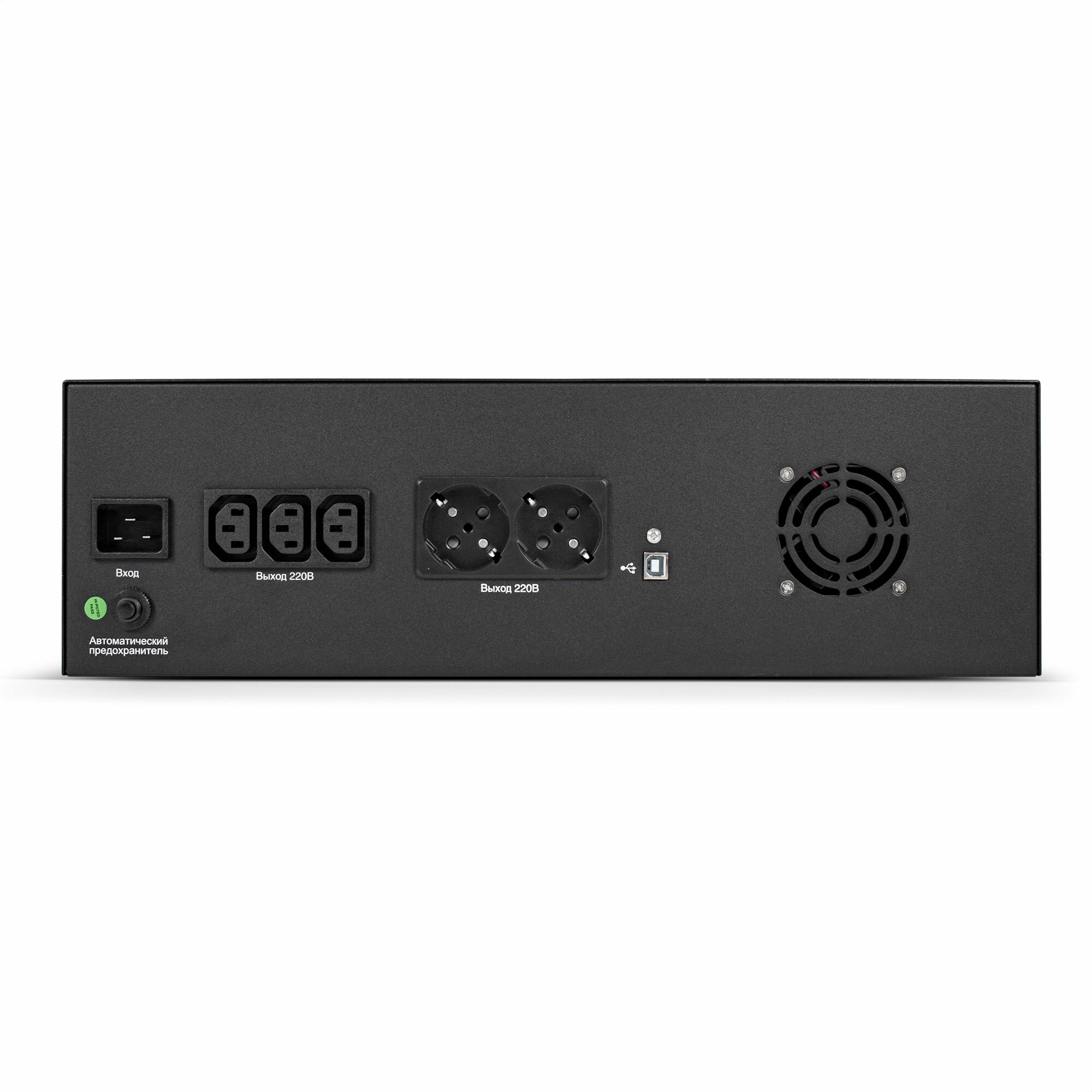 Источник бесперебойного питания Exegate EX293852RUS 3000VA/1800W, Color LCD, AVR, 2*Schuko+3*C13, USB, 3U, у - фото №6