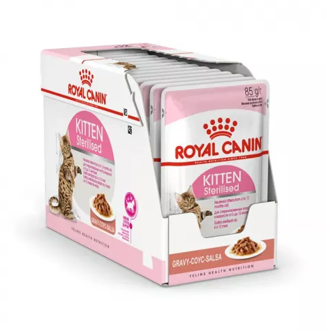 Влажный корм для стерилизованных котят Royal Canin с мясным ассорти 12 шт. х 85 г (кусочки в соусе)