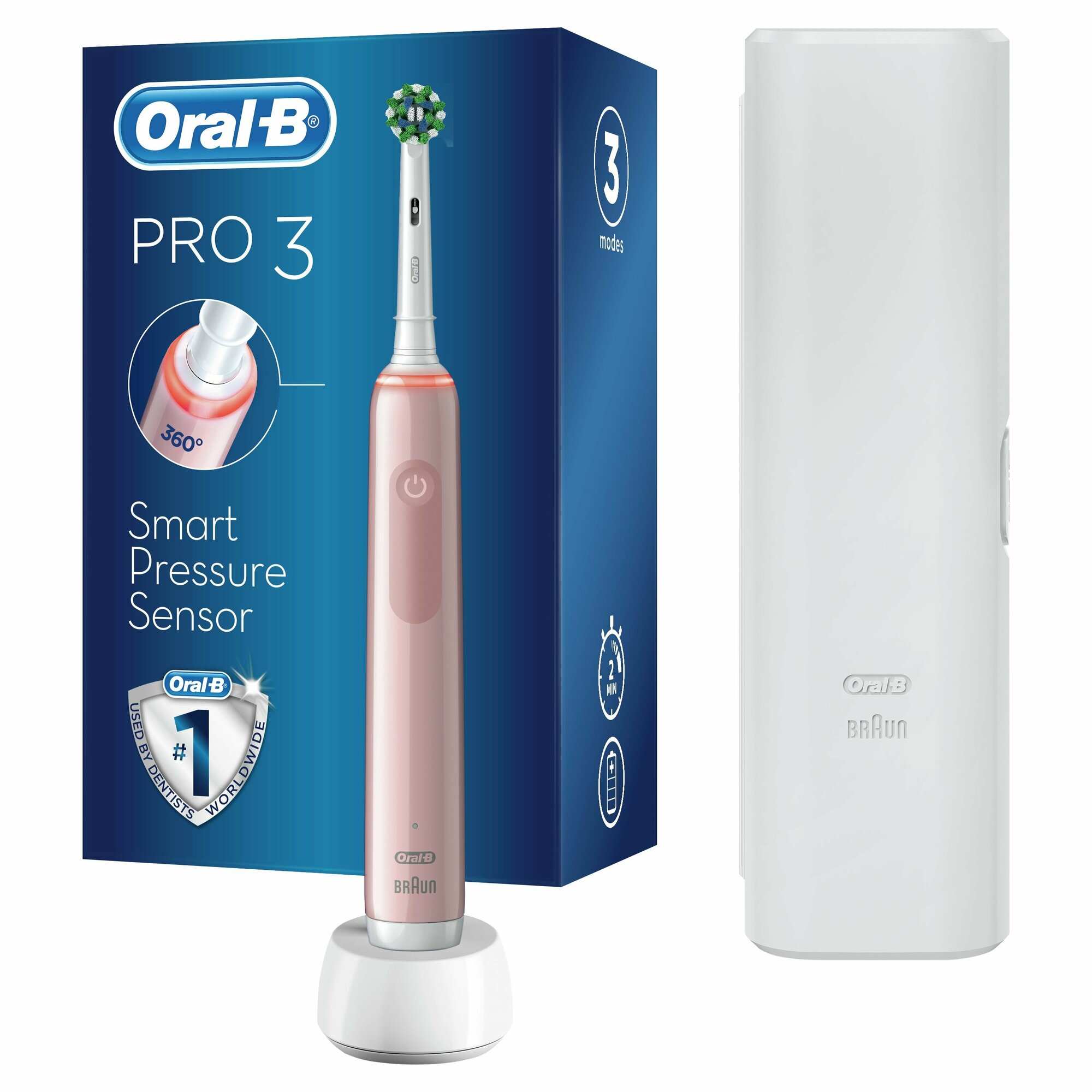 Электрическая зубная щетка ORAL-B Pro 3/D505.513.3X, цвет: розовый - фото №4