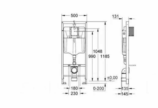 Инсталляция для унитаза Grohe 4 в 1 Rapid SL с кнопкой Skate Cosmopolitan 38775001 с шумоизоляцией — фото 1
