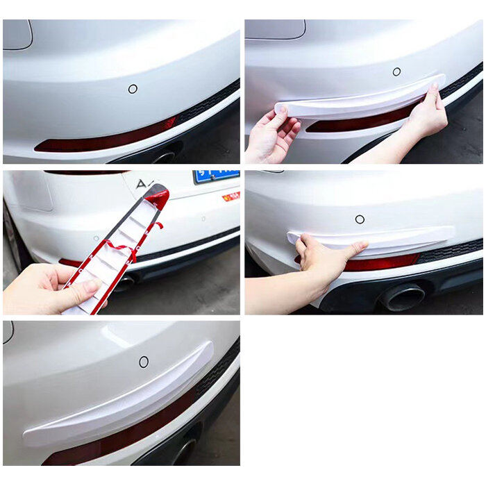 Защитная полоса (накладка) на бампер автомобиля из углеродного волокна белая комплект 2 