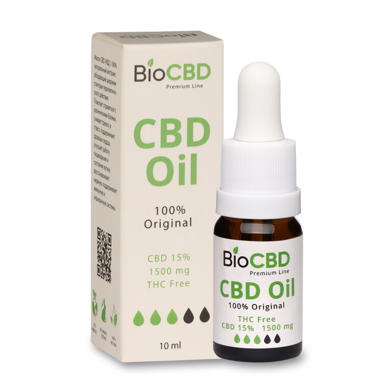 CBD масло "BioCBD" Изолят, Конопляное масло КБД: 1500мг 15% 10мл — фото 1